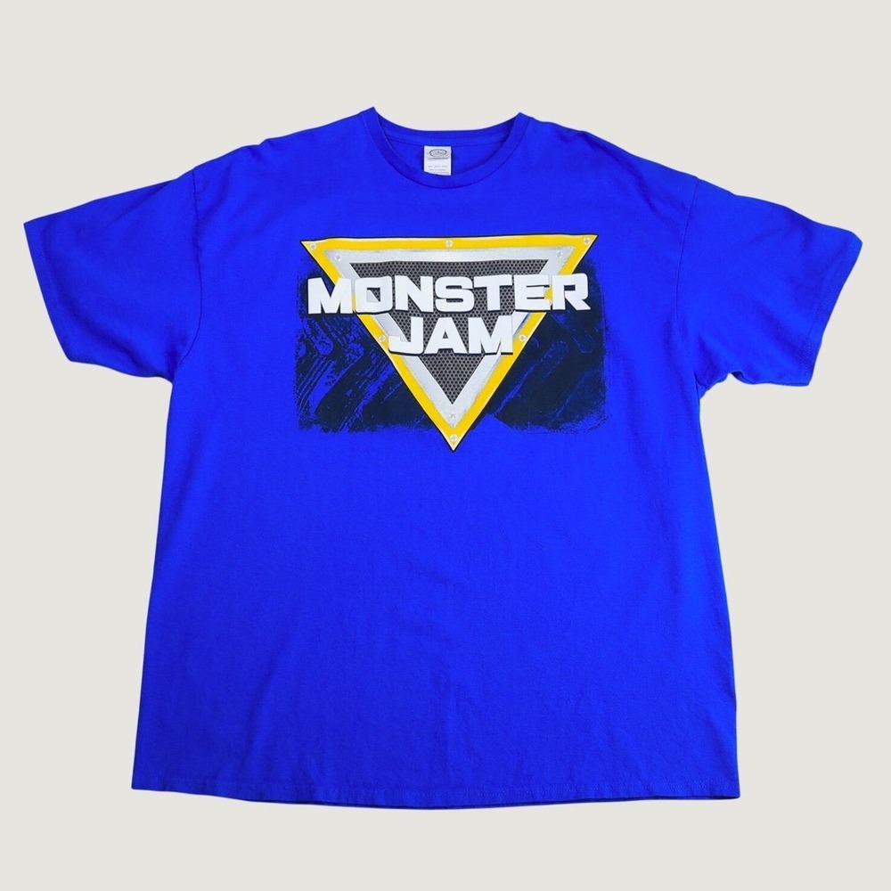 Monster Jam Graphic T-Shirt Mens 2XL Blue Short Sleeve Cotton Racing Truck Logo